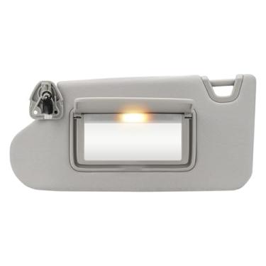 Imagem de Visor solar cinza do lado esquerdo do motorista adequado para Nissan Altima sem teto solar 2013 2014 2015 2016 2017 2018, substituição de viseira de sol para 96401-3TA2A, com espelho de maquiagem e