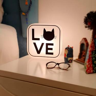 Imagem de Luminária Box Cat Lovers para Mesa ou Parede Iluminação Indireta. Moderno, descontraido e combina em qualquer ambiente. Excelente presente para amantes de CAT.