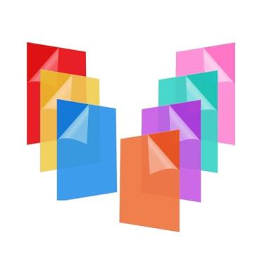 Imagem de 7 peças de filtro de luz de gel quadrado multicolorido, correção de cor, géis de folha de filtro de folha de correção de cor, película protetora dupla face - para fotografia, design, exibição