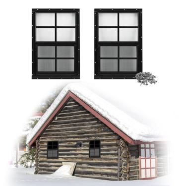 Imagem de Gaahing Kit com 2 janelas de alumínio resistente de 45,7 x 58,4 cm, montagem embutida com vidro temperado e telas de fibra de vidro para galinheiros, celeiros, playhouses, garagens