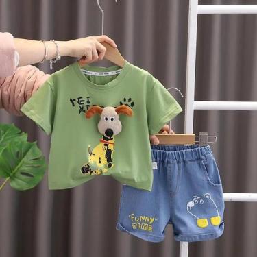 Imagem de Conjunto de Roupas Infantil Verão - Camisetas e Shorts de Algodão com 