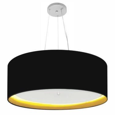 Imagem de Lustre Pendente Cilíndrico Md-4142 Cúpula Forrada em Tecido 80x30cm Preto / Amarelo - Bivolt