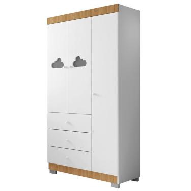 Imagem de Guarda Roupa Infantil Ane 3 Portas E 3 Gavetas Branco/carvalho - Phoenix Baby