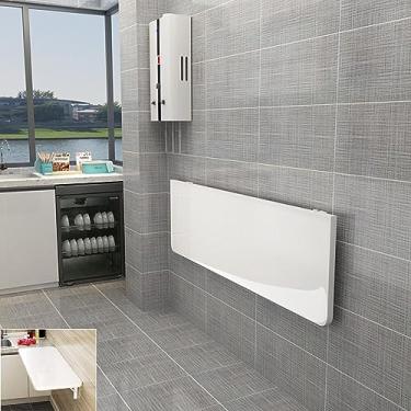 Imagem de Mesa de parede dobrável - Mesa suspensa montada na parede - adequada para escritório, escritório, quarto, cozinha, sala de jantar, lavanderia e outros lugares - branca - 80 cm P x 29 cm L