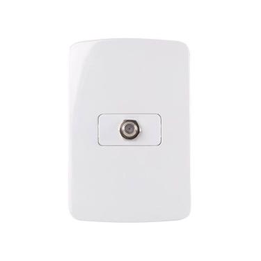 Imagem de Tomada Antena de TV MarGirius B3 para Cabo Coaxial com Placa 4x2 Branca