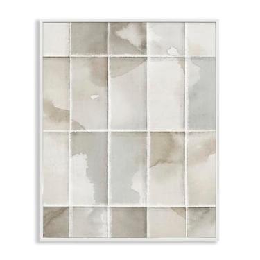Imagem de Stupell Industries Design de arte giclée emoldurado branco geométrico Neutral Awakening por Emma Peal, 20 x 16