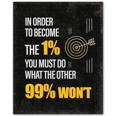 Imagem de ZUKIY Pôster com citação motivacional de 1% - Arte de parede motivacional para escritório, academia, casa ou sala de aula - Impressão sem moldura 20 x 25 cm - Pôster inspirador para mentalidade de