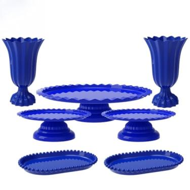 Imagem de Kit Completo de Festa com 1 Boleira, 2 Vasos, 2 Mini Boleiras e 2 bandejas de pérola(TQ - AZUL TURQUESA)