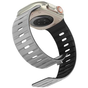 Imagem de Anlinser Pulseira magnética compatível com Apple Watch SE séries 10, 9, 2, 8, 7, 6-1 de 41 mm, 40 mm e 38 mm, para Apple Watch SE séries 10, 9, 2, 8, 7, 6-1 (cinza/preta)