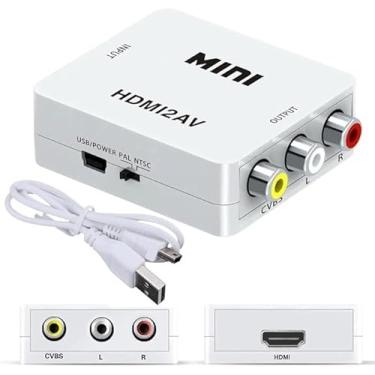 Imagem de Conversor RCA para HDMI, 1080p AV para HDMI RCA composto CVBS adaptador conversor de áudio e vídeo compatível com PAL/NTSC para Xbox/PS2/Wii/SNES/N64/VHS/VCR/DVD
