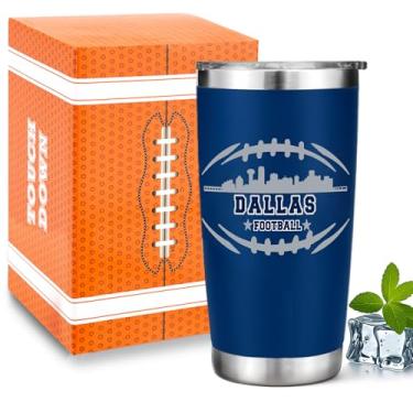 Imagem de Caneca térmica para fãs de futebol de 590 ml, caneca de café com tampa Dallas Themed Merch Shop Men Women Sport Stuff Gear Apparel Cowboys Team Decor Accessories Husband Boyfriend Dad Cool Birthday