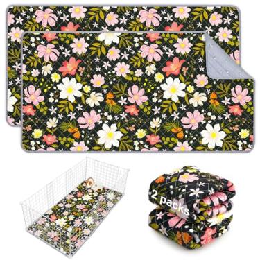 Imagem de Bienbee Roupa de cama de porquinho-da-índia, pacote com 2, 119 x 61 cm, reutilizável, forro de gaiola de porquinho-da-índia, impermeável e absorvente, almofadas laváveis para pequenos animais de