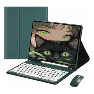 Imagem de Kit Capa para iPad 9/8/7 Geração : Capa para Tablet + Teclado com teclas redondas + Mouse