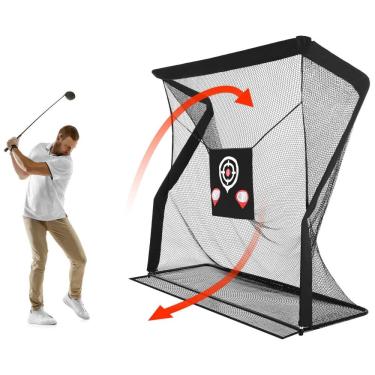 Imagem de Rede de Treino para Golfe de 2,4m x 2,4m com Retorno Automático de Bola e Equipada com Vários Alvos Estrategicamente Posicionados para