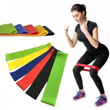Imagem de Kit 5 Faixas Elásticas Exercício Pilates Yoga Treino Casa