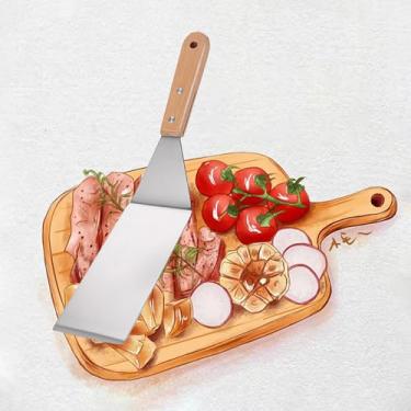 Imagem de Espátula de metal para frigideira de ferro fundido, espátula de aço inoxidável, espátula de hambúrguer, espátula de espátula de peixe, espátula de chapa de ovo, espátula de metal plana para cozinhar