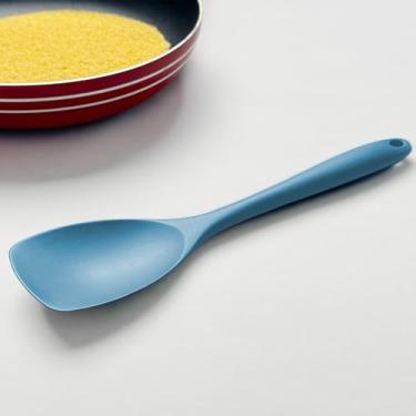 Imagem de Colher de espátula de silicone, colher de borracha resistente ao calor, raspadores flexíveis antiaderentes sem costura para ferramenta de mistura, azul estrelado