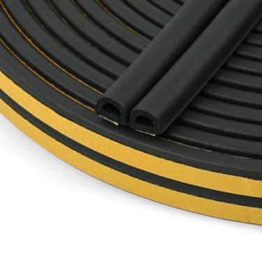 Imagem de Tira de vedação de isolamento à prova de som para janelas com proteção autoadesiva (D-Black, 1,8 m)