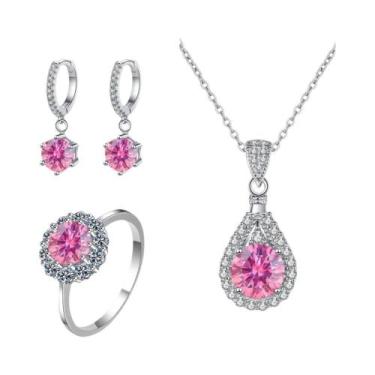 Imagem de Conjunto de Joias com Charme Moissanita - Prata Esterlina 925 - Anel, 