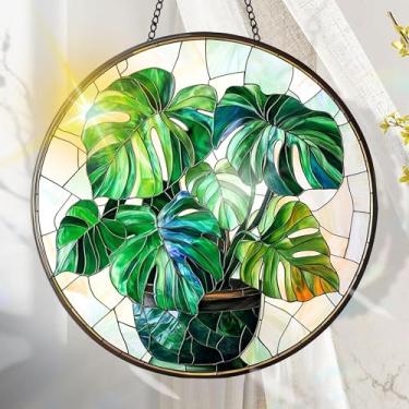 Imagem de Protetor solar de acrílico colorido, decoração de janela suspensa de plantas com design de vitral impresso, apanhador de sol, arte de parede de arco-íris, ideia de presente e ornamento de jardim, uso