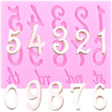 Imagem de Molde de silicone número 3D 0-9 moldes de doces para decoração de bolos, topos de cupcake, pasta de goma de chocolate, argila de polímero