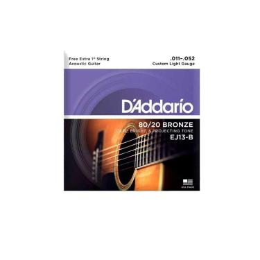 Imagem de Cordas Para Violão Aço D Addario Bronze 80-20 Ej13-b+pl011 011" 052" Corda Extra Pl010