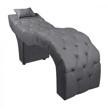 Imagem de Maca Estofada Para Clínica De Estética Facial Com Capitonê Andressa Suede Cinza Speciale Home Cinza