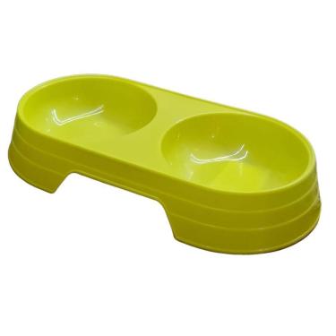 Imagem de Comedouro Bebedouro Duplo 2 Em 1 Para Pets Cães E Gatos 200 Ml Em Cada Lado Verde