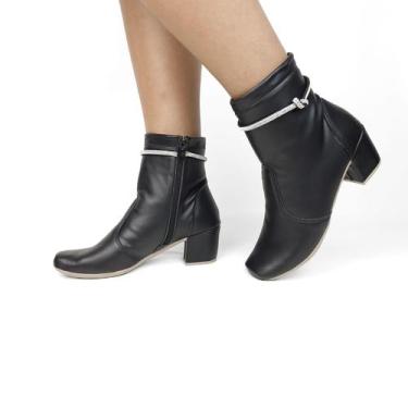 Imagem de Bota Feminina com Brilho de Salto Médio - Lu Shoes, Preto, 39