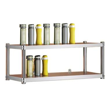 Imagem de Prateleiras de aço inoxidável de 2 ou 3 níveis, organizador de garrafas de água, armários de parede, cozinha, prateleiras, prateleiras, banheiro, restaurante, lavanderia (arg