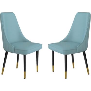 Imagem de EESCZVGBDX Conjunto de 2 cadeiras de maquiagem de couro de microfibra resistente de aço carbono pernas de metal cadeiras de sala de estar cadeiras de cozinha e jantar