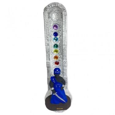 Imagem de Incensario 7 Chakras Branco Vertical Ogum Azul 22 Cm Em - Lua Mística 