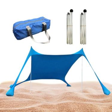 Imagem de Sombra de praia, sombra solar ao ar livre UPF50+ | Barraca de praia portátil à prova de vento, abrigo de acampamento para pesca, férias, parque esportivo, festival, passeio em família
