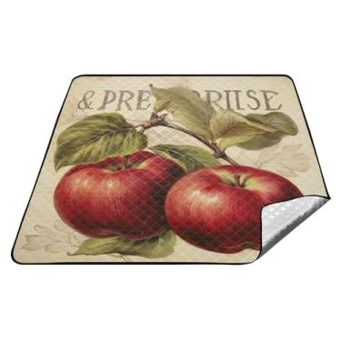 Imagem de xigua Cobertor de praia grande com estampa de maçã, impermeável, à prova de areia, lavável à máquina, cobertor portátil dobrável ao ar livre para parques de grama, caminhadas, shows, férias na praia