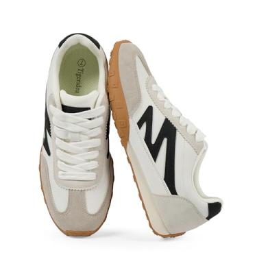 Imagem de Tigeridea Tênis feminino casual leve para caminhada, cadarço e cadarço para conforto o dia todo, Branco, 18 BR