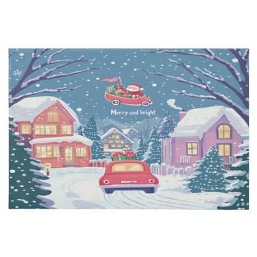 Imagem de Blueangle Tapete de Natal 5 x 7 – Capacho lavável antiderrapante para entrada, cozinha, banheiro, varanda com estampa de cidade de noite de Natal (313)