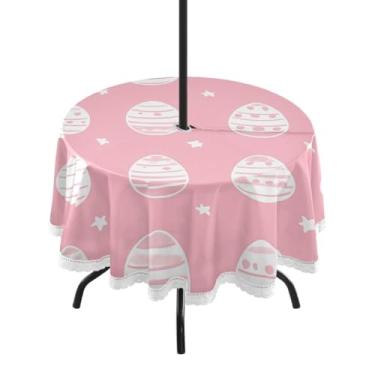 Imagem de Blueangle Toalha de mesa redonda impermeável com ovos de Páscoa de 152 cm com orifício para guarda-chuva - Tecido resistente à prova de sol para todos os climas para pátio, acampamento, piquenique(93)