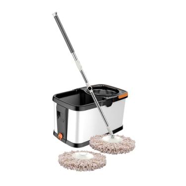 Imagem de YWJLQH Conjunto de esfregão e balde, esfregão de microfibra, limpador de cabeça, esfregão de cabeça giratória 360 ° para limpeza doméstica de pisos internos