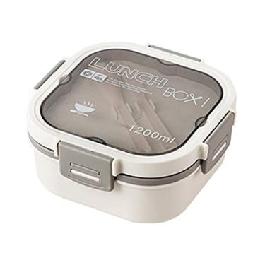 Imagem de KIMISS Lancheira de Salada de Plástico Segura de 2 Ondas Camadas - Recipiente Portátil para Trabalhadores de Escritório - Caixa de Piquenique Portátil de Redução de Gordura Saudável para Frutas e