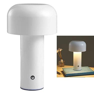 Imagem de KIMISS Lâmpada de Mesa de Cogumelos - Três Contas de Luz LED de Três Cores, Escurecimento da Noite de Escurecimento, Design Moderno para a Cabeceira, Mesa e Decoração de Casa (Branco)