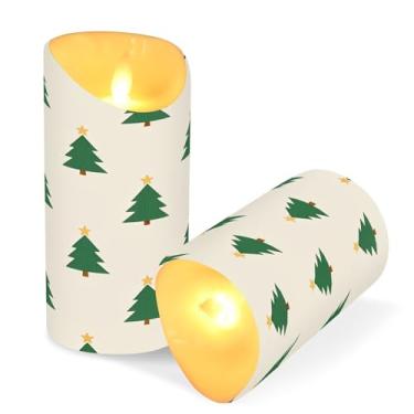 Imagem de ATTX Pacote com 2 velas de árvore de Natal sem chamas – Velas LED de 7,6 cm x 15 cm com controle remoto e temporizador para casa, casamento, decoração de acampamento #750