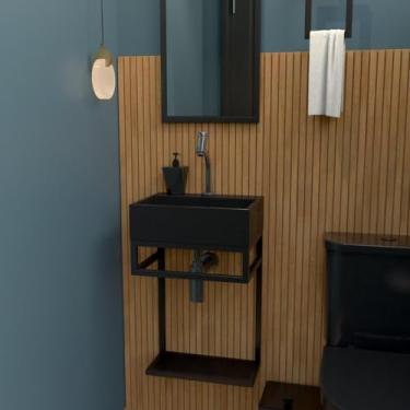 Imagem de Gabinete para Banheiro Iron Los Angeles 40cmx30cm Preto Fosco