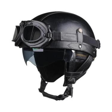 Imagem de Capacete Retro Unissex Para Motocicleta Certificado DOT, Capacete Semi