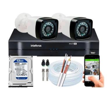 Imagem de Kit Cftv 2 Cameras Segurança Hd Dvr Intelbras MHDX C/ HD 160GB