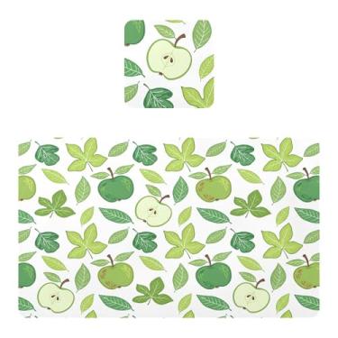 Imagem de Burbuja Jogo americano conjunto de 2, tapetes de mesa de cozinha de PVC com frutas verdes, antiderrapantes, resistentes ao calor, à prova d'água, para mesa de jantar, laváveis, 30,5 x 45,7 cm