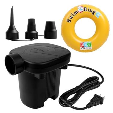 Imagem de Newpol Bomba de cama inflável (CA: plugue de alimentação 110-120 V), bomba de ar elétrica com anel de natação gratuito para camas de colchão de ar, piscinas infláveis, anéis de natação