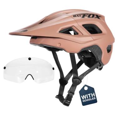 Imagem de BATFOX Capacete de mountain bike para homens e mulheres, capacete de bicicleta elétrica para ciclismo MTB para adultos (52-60 cm) (L/óculos - marrom, G (56-60 cm))