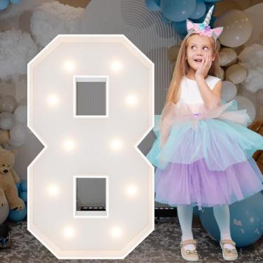 Imagem de Tenda para letreiro de 9 m, números gigantes para letreiros, placa de espuma DIY pré-cortada número 8 para decorações de feliz aniversário de 18 anos, decoração de aniversário de 80 anos para mulheres
