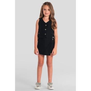 Imagem de Conjunto infantil menina com colete Mundi, 6, Preto