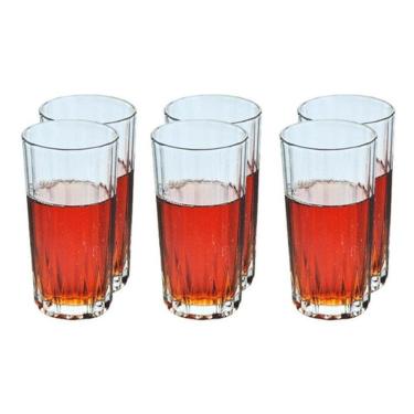 Imagem de Jogo 6 Copos Água Suco Vidro Conjunto 350Ml 14 X 7